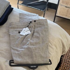 Reiss Linen light Brown/Khaki Men's Dress Pants